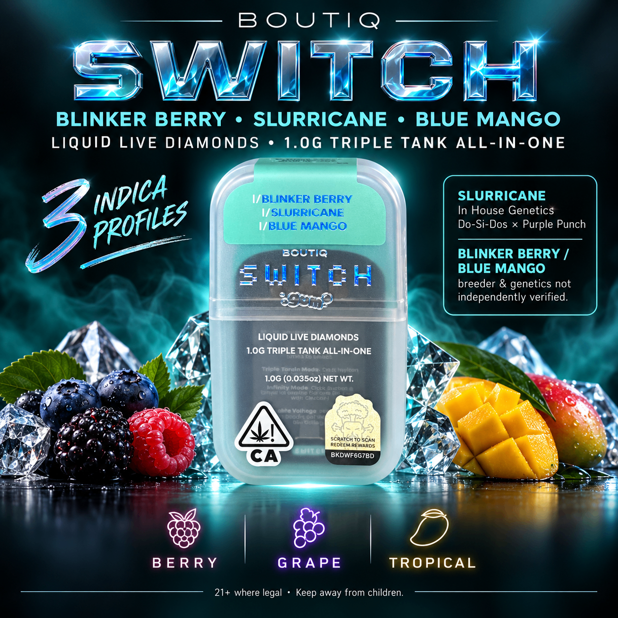 Boutiq Switch - Blinker Berry / Slurricane / Blue Mango