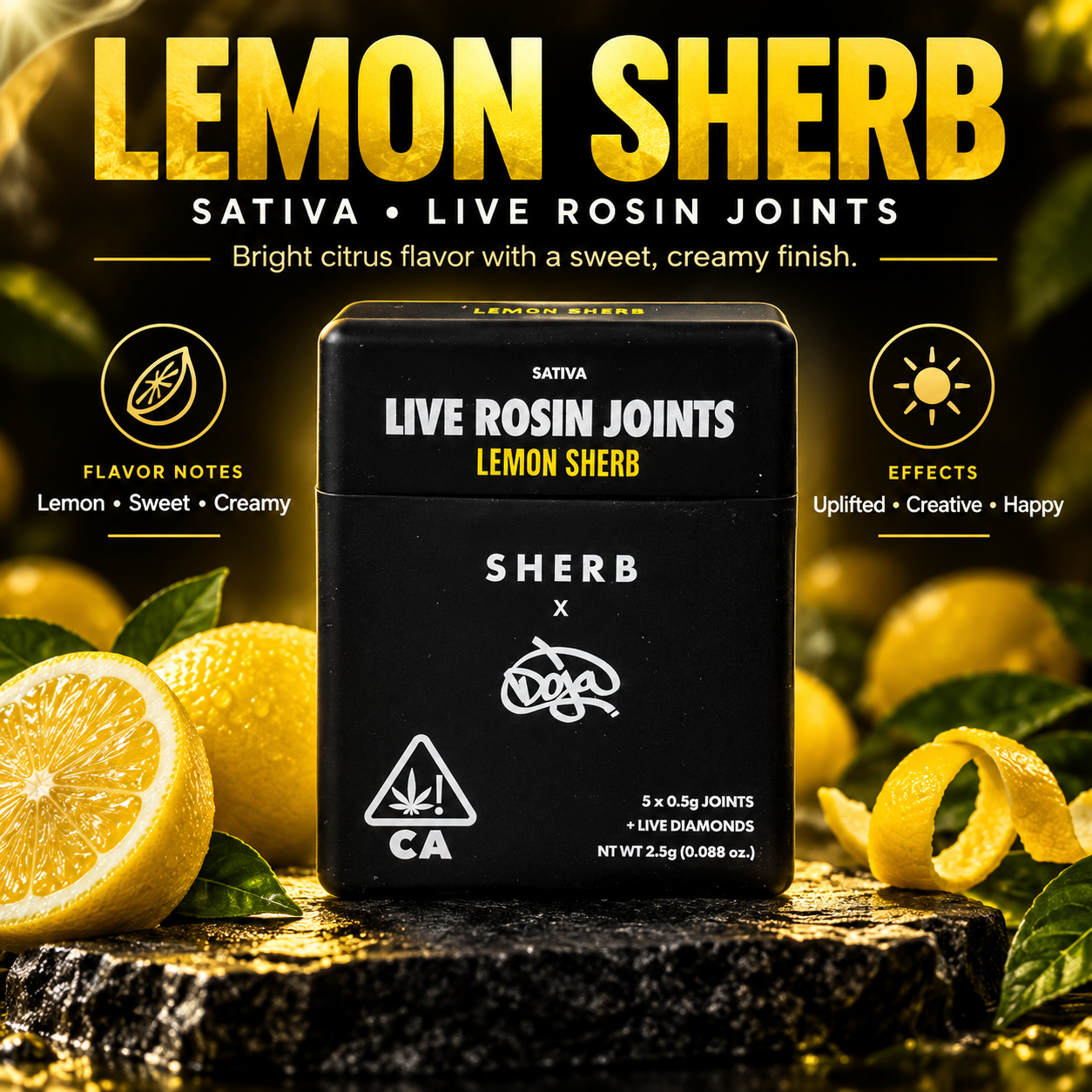 Sherb x Doja Rosin Infused Pre-Roll - Lemon Sherb