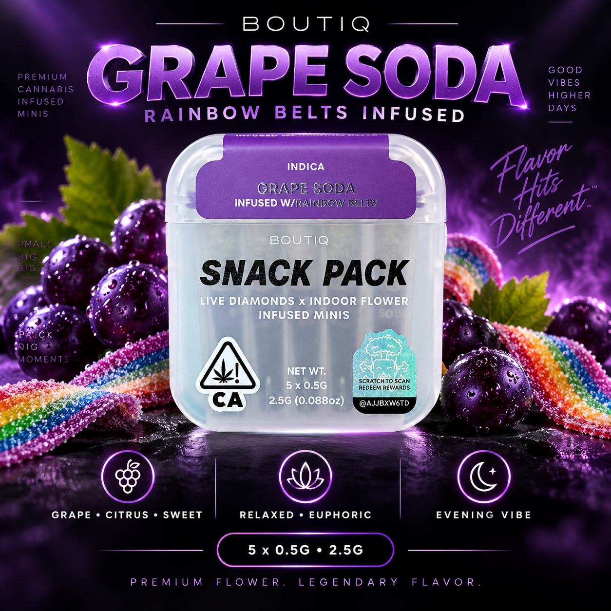 Boutiq THCA Infused Pre-Rolls - Grape Soda / Rainbow Belts